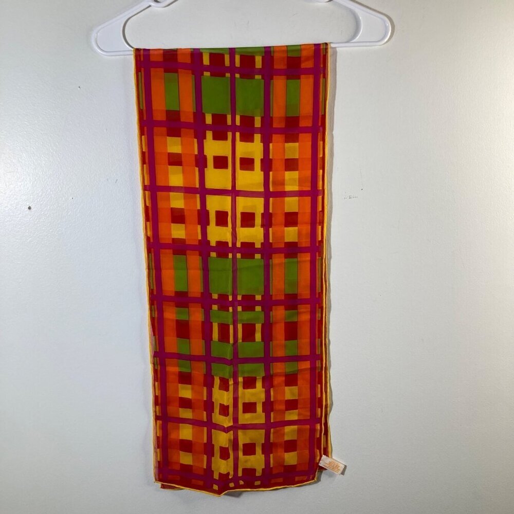 Womens Elaine Gold Silk Scarf Collection XIIX‎ Geometric Design 10.5 x 52"